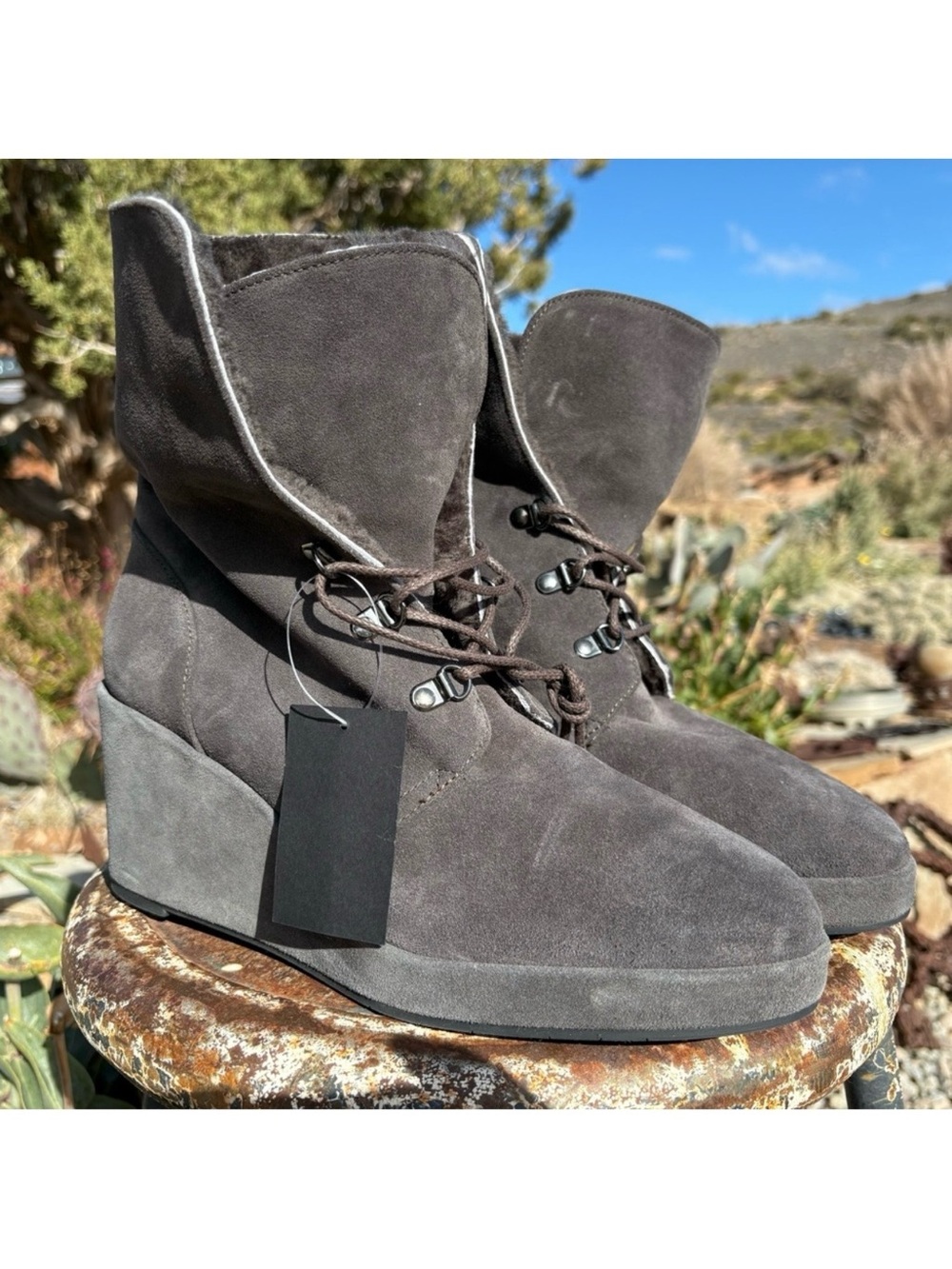 NWT Aquatalia Idana Shearling Wedge Booties